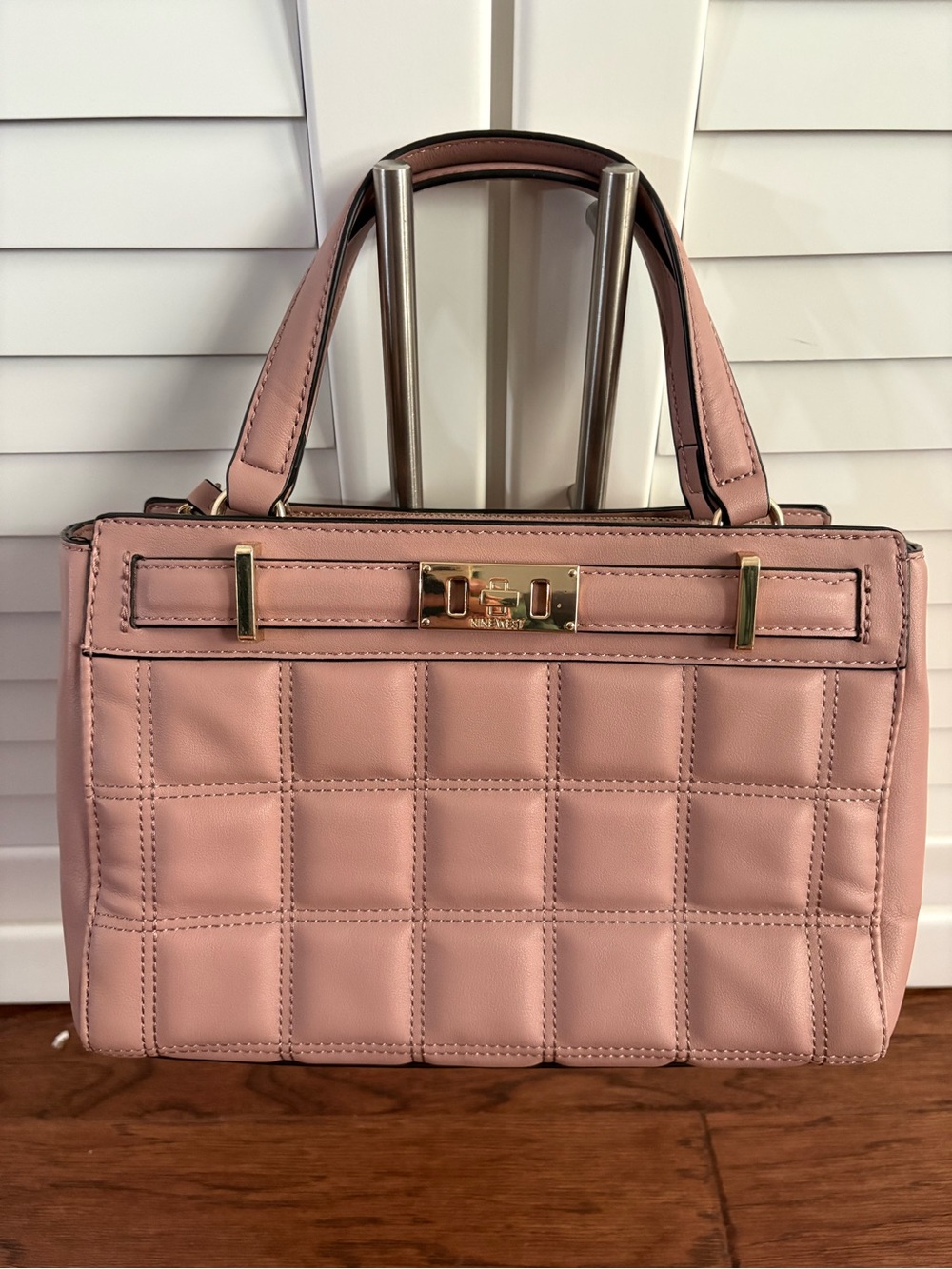 Nine West Quilted Top-Handle Satchel in Dusty Rose